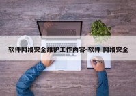 软件网络安全维护工作内容-软件 网络安全