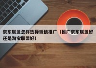 京东联盟怎样选择微信推广（推广京东联盟好还是淘宝联盟好）