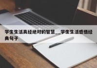 学生生活真经绝对的智慧__学生生活感悟经典句子